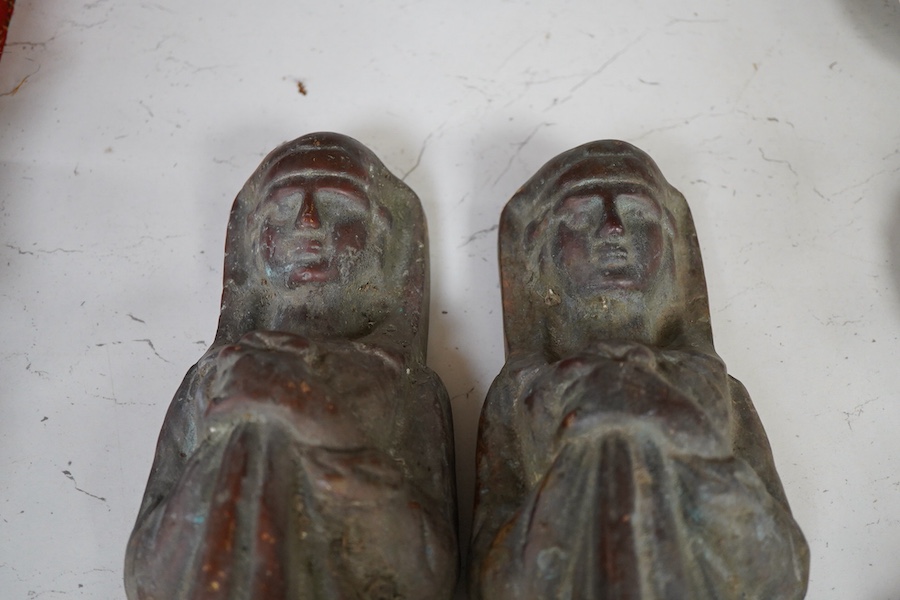 A pair of Egyptian style bronze figural mounts, 50cm